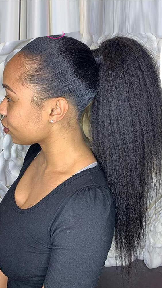 Black Wavy Human Hair Ponytail Extensions Hair Grade Virgin Hairs  Packaging Size 100 Gm
