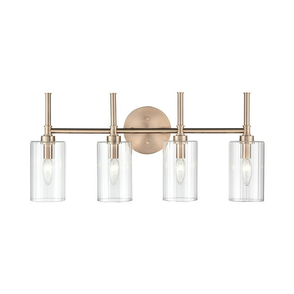 Millennium Lighting Chastine Bathroom Vanity Light Fixture with Clear Beveled Glass Shades 4 Light - Modern Gold