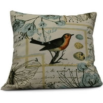 Simply Daisy 16" x 16" Sweet Tweets Holiday Floral Print Pillow