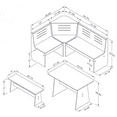 thumbnail image 3 of Linon Wickford 3-Piece Farmhouse Indoor Corner Dining Nook with Storage, Unfinished, 3 of 30
