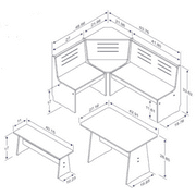 Linon Talon Pine Wood Corner Dining Nook Set with Storage in Gray Finish