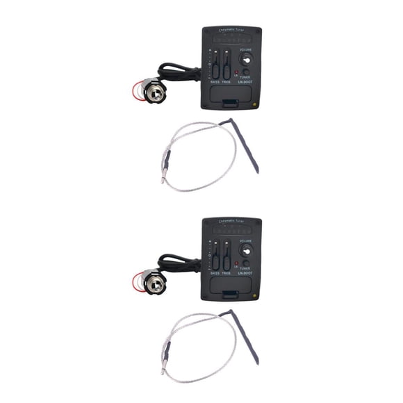 Sonducket Pastilla de ukelele con ecualizador de 2 bandas Ecualizador de alto rendimiento Preamplificador Piezo LED de control de baja Tipo 2 53cm 2Conjunto