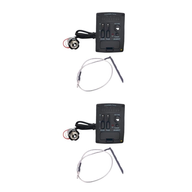 Eigraketly Pastilla de ukelele de alto rendimiento, ecualizador de 2 bandas con sintonizador LED cromático, preamplificador piezoeléctrico Tipo 2 53cm 2Conjunto