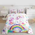 thumbnail image 3 of Homewish Kawaii Unicorn Bedding Comforter Set,Colorful Heart Print Twin Comforter Sets,Cartoon Rainbow Bedding Set For Girls Teens,Microfiber Bedroom Decor Reversible,2pcs, 3 of 9