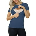 thumbnail image 1 of Women Nursing Short Sleeve Ribbed Knitted Top - Layered Design Breastfeeding T-Shirt, 1 of 6