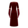 thumbnail image 3 of YONGHS Kids Girls Renaissance Vintage Maxi Dress Gothic Medieval Costume Halloween Fancy Dress up Burgundy 12, 3 of 6
