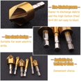 thumbnail image 4 of 6 Pack Hss 5 Hex Shank Countersink Countersink Bits With 5" Auto Center Punch Deburring Tools For Steel Wood Plastic, 4 of 5