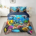 thumbnail image 2 of Erosebridal Dolphin Comforter Set Twin Size 7 Pieces Fish Starfish Ocean Marine Sea Creatures Theme Bedding Set Underwater World Bed in a Bag with Comforter,Sheets, 2 of 5