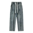 thumbnail image 5 of Men's 75%Rayon,25%Polyester Comfort Flex Waist Leg Baggy Jeans Fashionable Casual Solid Color Drawstring Straight Leg Jeans Gray XL, 5 of 5
