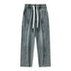 thumbnail image 5 of Pantalones vaqueros de longitud completa para hombre, de moda, casuales, de color sólido, con cordón, de pierna recta, pantalones para hombre, 5 of 5