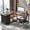 Brown, variant on Fnova 59" Reversible L-Shaped Executive Desk with Drawers, Corner Desk with Shelves, Office Desk Writing Table Workstation for Home Office, Grey