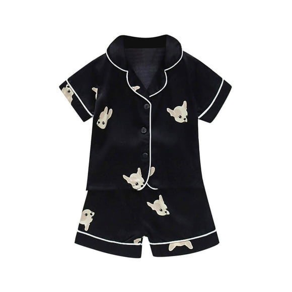 Cathalem Toddler Girls Summer Outfit Two Piece Shorts Set,Black L