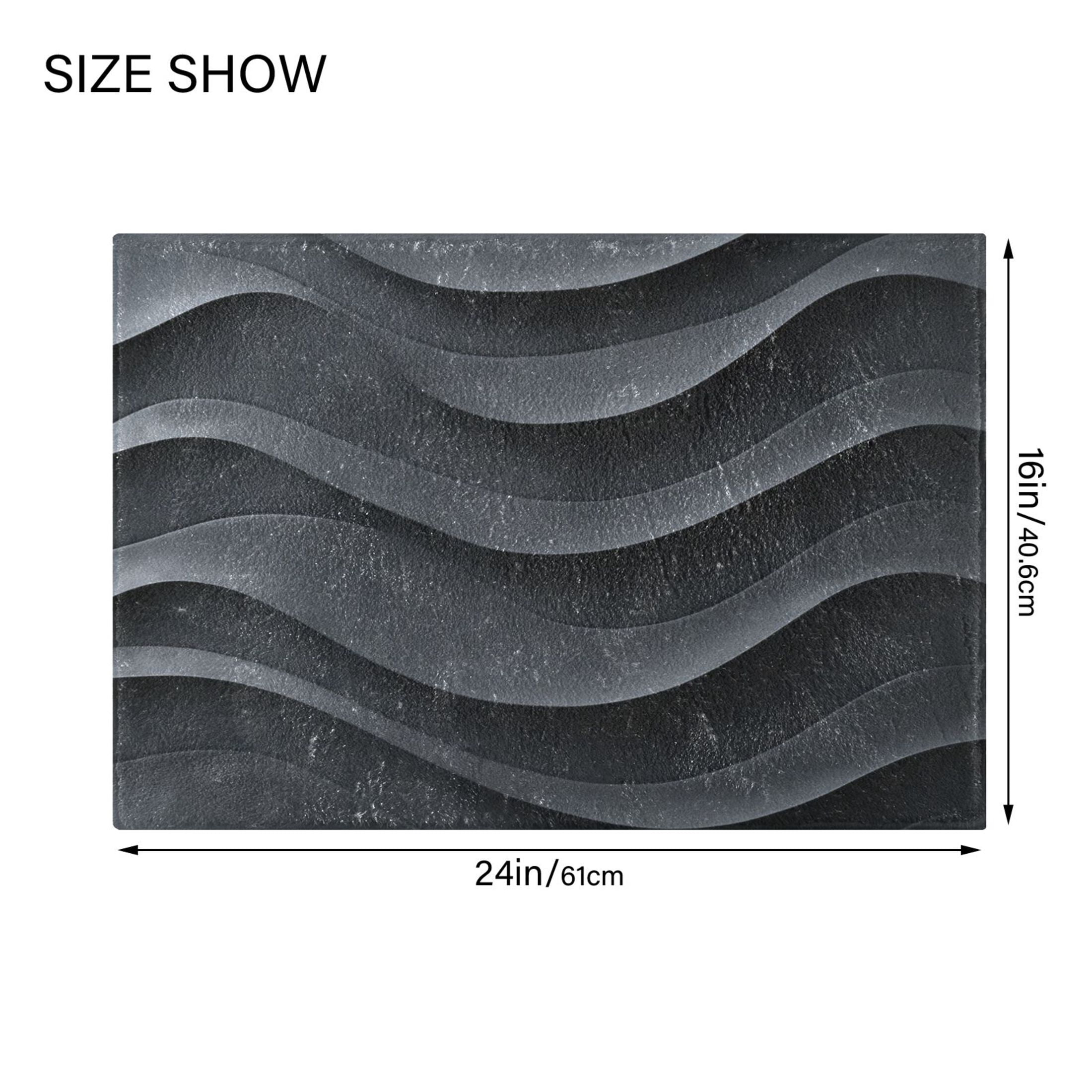 2 Piece Soft Bathroom Rug Set Dark Gray Wave Pattern Bath Mat and U-Shaped Toilet Contour Rug (16"x24"+20"x24")