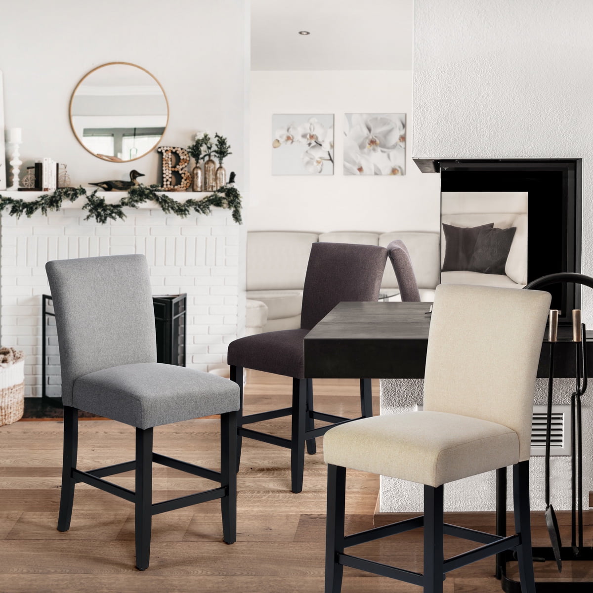 Homy casa Furniture Modern Fabric Dining Chairs Sets of 2 Chairs, Chocolate Brown | Walmart Canada