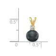 thumbnail image 2 of 14K Yellow Gold Charm Pendant Pearl Diamond Round Freshwater Black 14 mm 6 mm Aa, 2 of 2