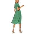 thumbnail image 3 of Enjiwell Women's Bohemian Polka Dot Print Elastic Draw Back V Neck Short Sleeve Chiffon Dress, 3 of 3