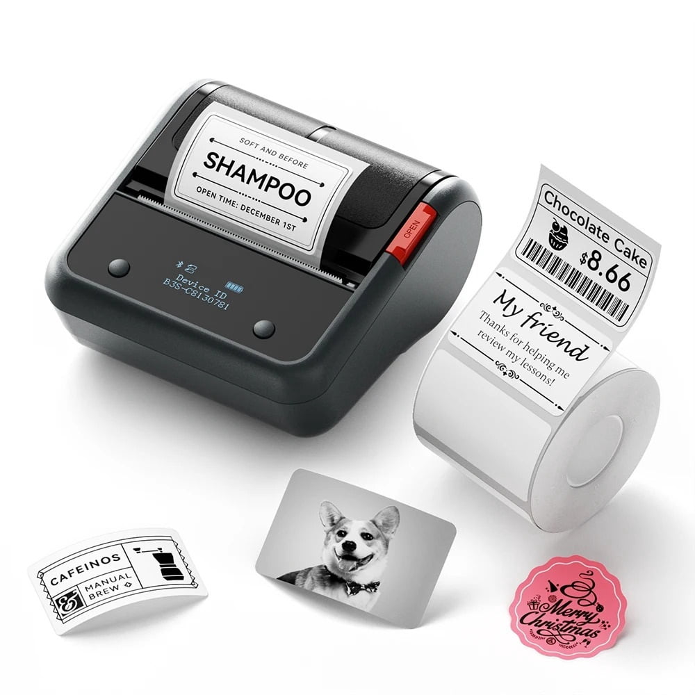 Wireless Label Printer 3 Inch Thermal Business Jewelry Barcode Sticker Maker ,Fast-Drying Ink with Crisp Output