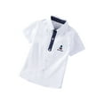 thumbnail image 2 of Lilgiuy Boys Dress Shirts Cute Rockets Graphic Button Down Shirt Short Sleeve Lapel Collar Summer Casual Clothes Toddler Solid Color Shirt for School Performance(White,4-5 Years), 2 of 3