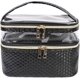 thumbnail image 1 of Makeup Bags Double Layer Travel Storage Cosmetic Cases Make-up Organizer Toiletry Bags Water-resistant for Women Makeup Brush Bag,Black Woven Pattern, 1 of 3