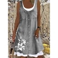 thumbnail image 5 of New 2024 Women‘s Digital Printing Fake Two Piece Imitation Denim Dress Casual Loose Round Neck Tank Top Dress Female Vestidos, 5 of 7