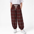 thumbnail image 2 of 3-4T Toddler Boys Girls Plaid Jogger Pants, Kids Drawstring Elastic Waist Retro Lantern Trousers with Side Pockets, Loose Casual Bottoms for 6-24 Months 2T 3T 4T 5T 6T 7T 8T Children,Red, 2 of 7