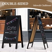 DOLLAR BOSS Wooden A-Frame Sign Chalkboard Sign 40 x 20 Magnetic Sidewalk Menu Board with Sturdy Freestanding Black Sandwich Board Sign Board Menu Display for Restaurant Business Weddings, Black