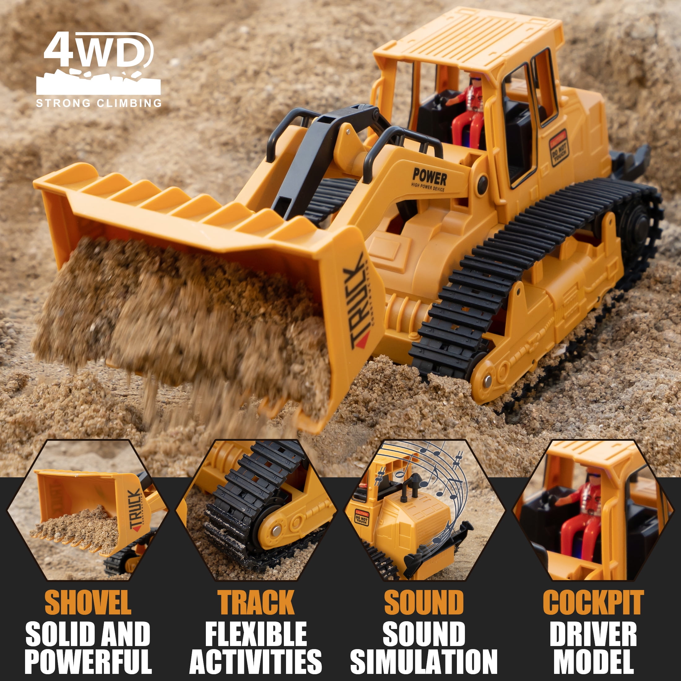 95272FUNN 1/20 Scale 6-Channel RC Hydraulic Excavator & Bulldozer 2-in-1 – Engineering Vehicle Toy for Kids Ages 3+