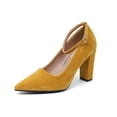 thumbnail image 2 of Women's Pointed Toe High Heels Pump Shoes Suede Closed Toe Ankle Strap Wedding Evening Party Dress Shoes, 2 of 9