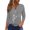 Gray, variant on WTOBBY Women's Fashion Basic V-Neck T-Shirt with Printed Pattern, 3/4 Sleeve, and Button Detail, Ideal for Weekend Wear, Spring Fall Season, Casual Occasions, and Everyday Comfort,Black L