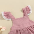 thumbnail image 4 of Baby Girl Dress Set Lace Hem Decor Ruffle Suspender Skirt Matching Elastic Waist Shorts Green 3-6 Months, 4 of 6