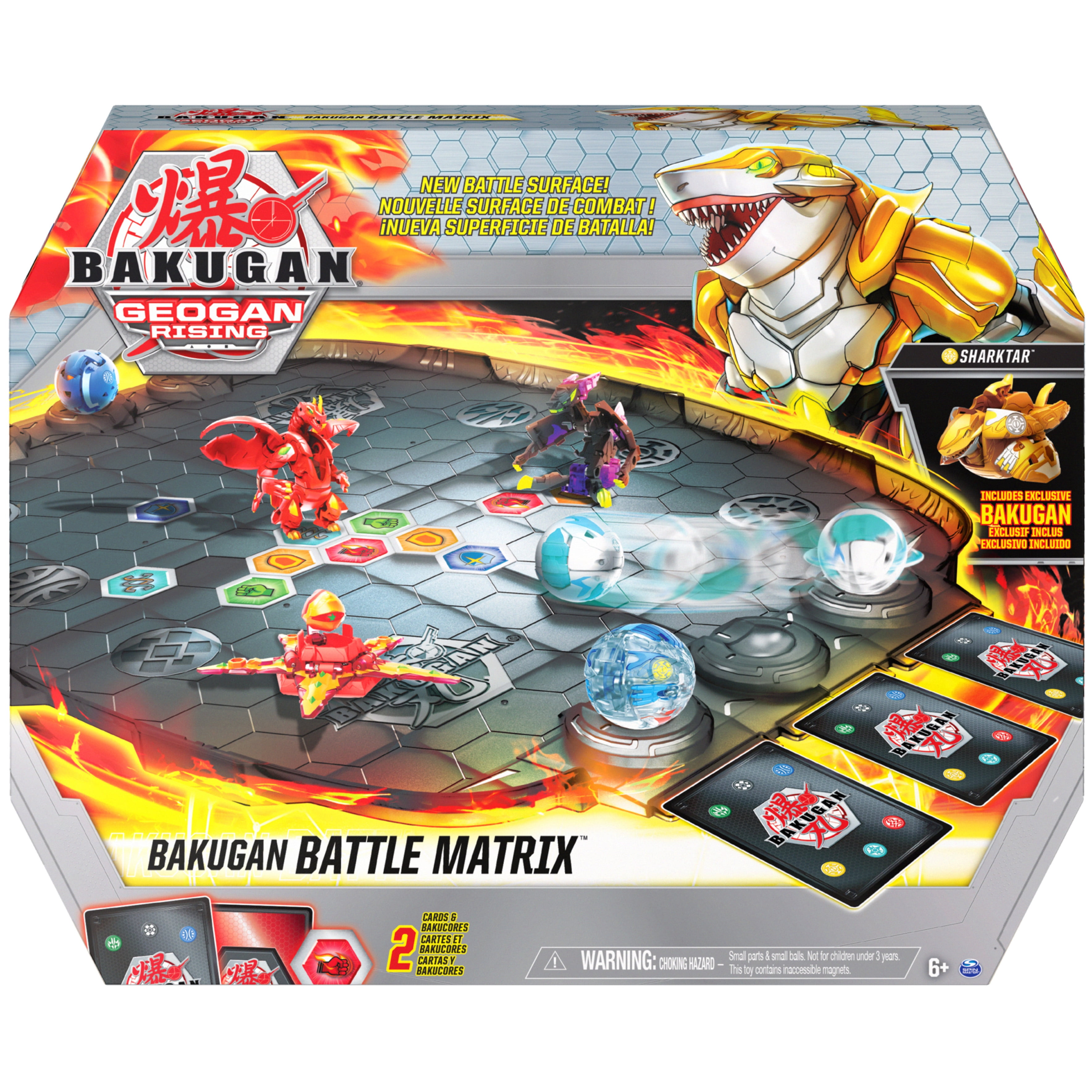 Bakugan Battle Matrix tablero de juego de lujo con Exclusivo Oro sharktar Bakugan, 