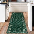 thumbnail image 5 of Floral Irregular Edge Carpet Indoor Non Slip Washable Boho Vintage Entry Rug Low Pile Throw Rugs for Entryway Green 2*6ft, 5 of 7