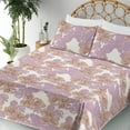 thumbnail image 3 of Ambesonne Floral Silhouettes Fitted & Flat Sheet with Shams 4 Pcs Set, Bicolored Blooms, Queen, Mauve Pastel Yellow, 3 of 5