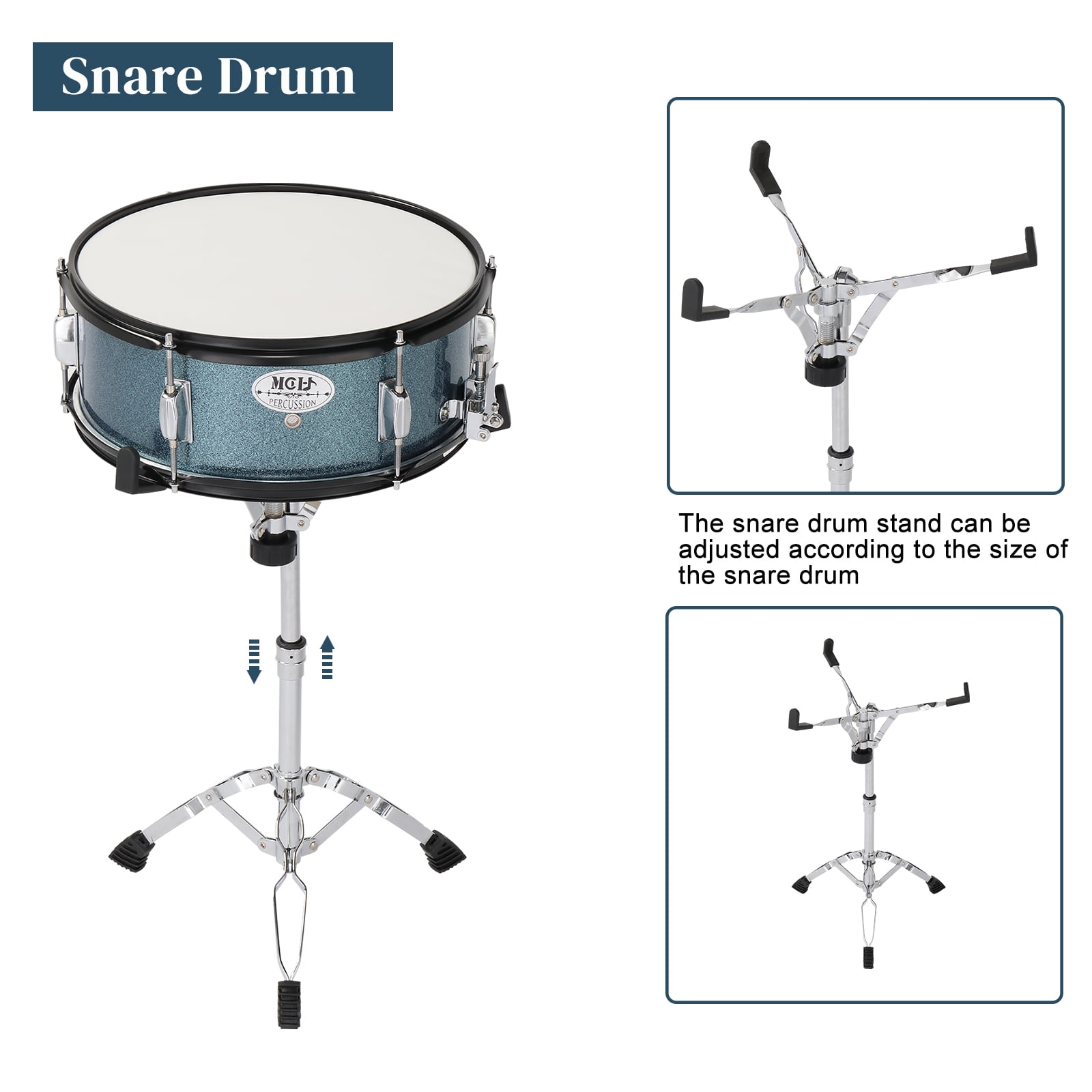 Ktaxon Full Size Adult Drum Set 5-Piece Black with Bass Drum, two Tom Drum, Snare Drum, Floor Tom, 16" Ride Cymbal, 14" Hi-hat Cymbals, Stool, Drum Pedal, Sticks
