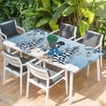 thumbnail image 2 of Blue Ombre Christmas Table Cloths for 3 Foot Rectangle Tables, Snowman Xmas Tree Balls Snowflake Patio Waterproof Elastic Fitted Tablecloths, Washable Rectangular Table Cover for Camping, 2 of 8