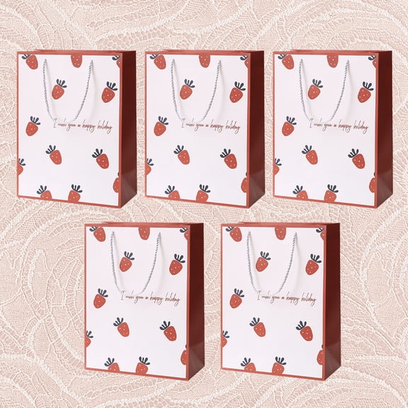 WHAMVOX Durable Paper Gift Bags for Storage Use Red for Parties and Holidays 5 Pieces Small Size