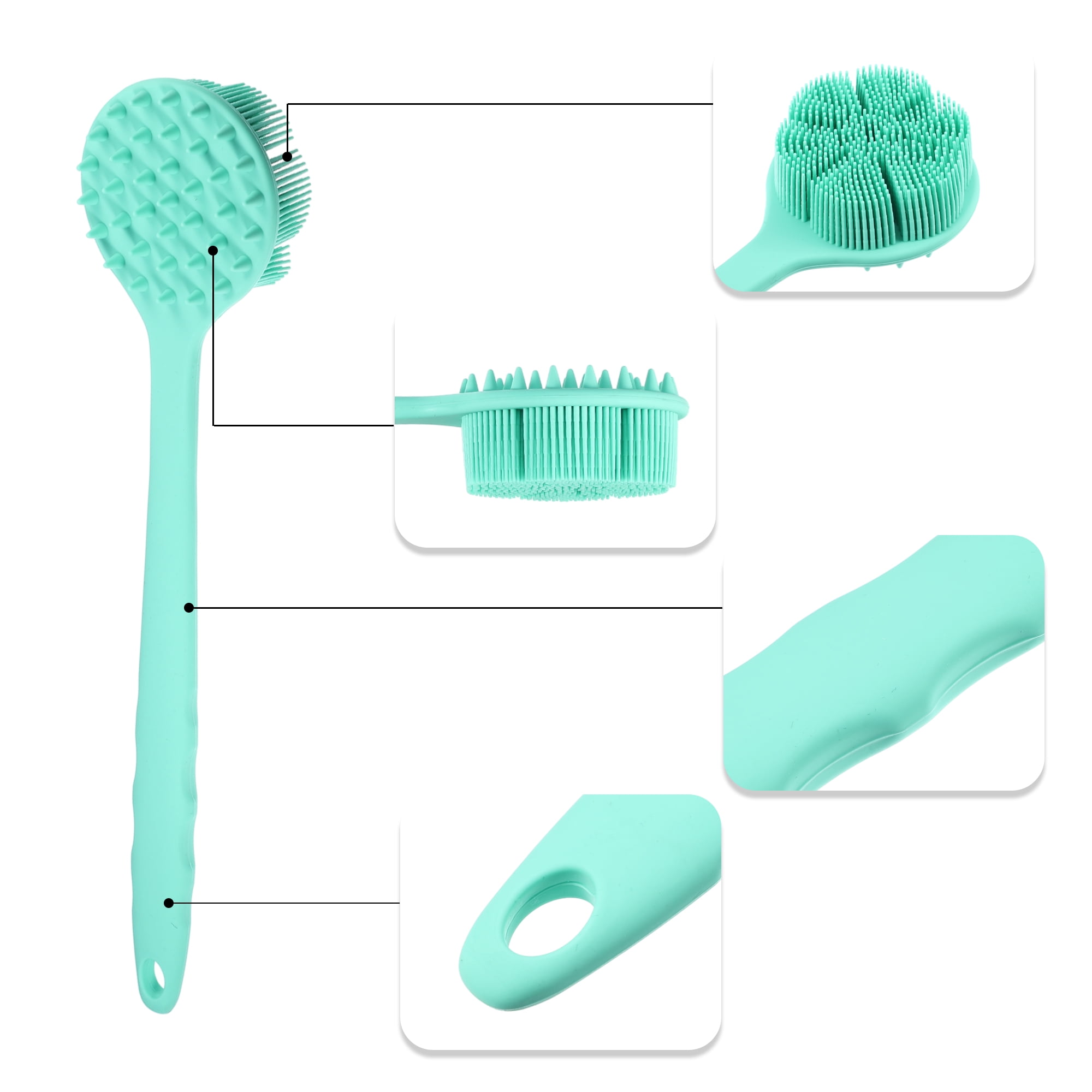 Double Side Long Handle Bath Brush Back Scrubber for Bath 14.17 Length 1 Pc Green