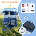thumbnail image 3 of Folding Camping Chair with Canopy Shade, 30W Solar Charging Panel, Footrest, Cup Holder & Cooler Bag for Camping, BBQ & Picnic (1 Pack), 3 of 7
