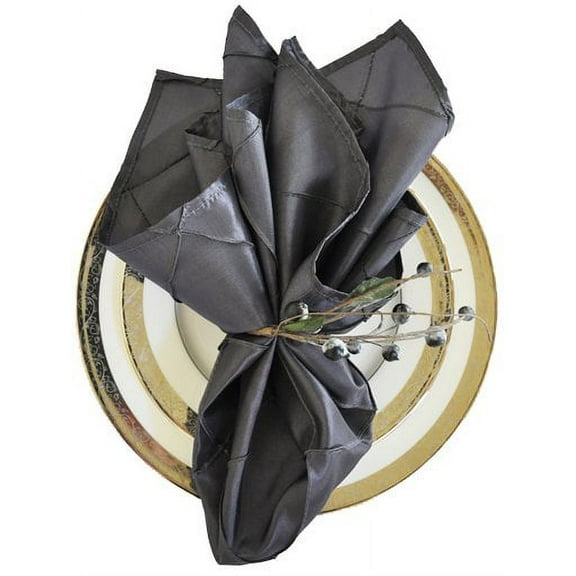 Wedding Linens Inc. 10 pcs 20"x 20" Premium Pintuck Taffeta Table Linen Napkins for Party Wedding Reception Catering Dining Home Restaurants - Pewter / Charcoal