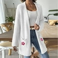 thumbnail image 3 of DAFPZW Open Front Fall Cardigans Womens Midi Sweater Cardigan Long Sleeve Knit Cardigans Top with Pocket Flowers Cardigan, 3 of 6