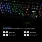 LESHP USB Wired Game Gaming Office Mechanical Keyboard with LED Backlight Aluminium Alloy Top Cover for Internet Users