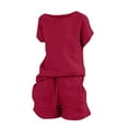 thumbnail image 2 of GZWYHT Ensembles Lounge pour Femmes Ensembles Confortables pour Femmes Vêtements Shorts pour Femmes Coton Lin Haut Rétro Mode Ensemble de Shorts à Cordon Ensembles Deux Pièces pour Femmes Ensembles Deux Pièces pour Femmes Été Rouge P, 2 of 4