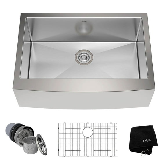 Kraus 30" Farmhouse Single Bowl Stainless Steel Kitchen Sink with Soundproofing