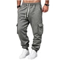 thumbnail image 2 of COSFO Stretch Mens Cargo Pant Work Pockets Sweatpants Drawstring Jogger Solid Relaxed Fit Mens Pants, 2 of 8