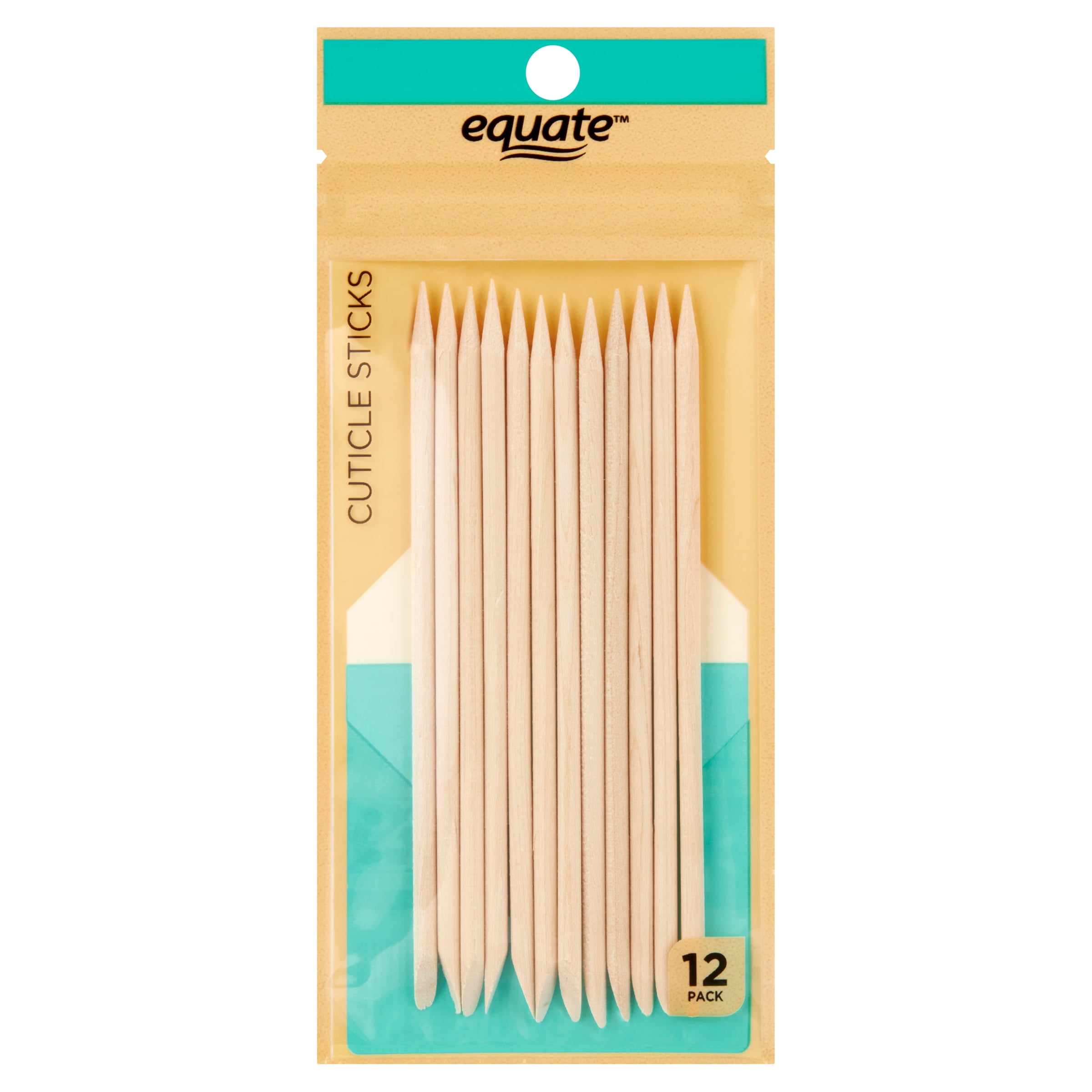 Equate Beauty Dual Sided Wooden Nail Care Cuticle Sticks, 12 Pack