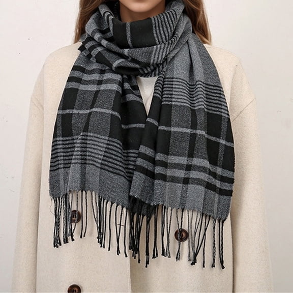 Black Scarfs Scarf Ladies' Like Plaid Scarves High End Scarves for Autumn and Winter Fashionable Cold Proof Neck Protecting Scarves for Warmth