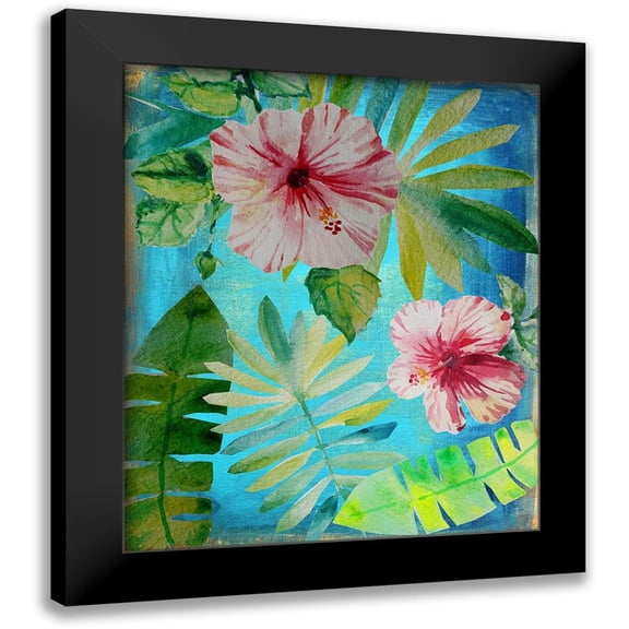 Boho Hue Studio 12x14 Black Modern Framed Museum Art Print Titled - Tropical Hibiscus 3