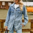thumbnail image 6 of Leesechin Denim Jackets for Women Denim Jacket Long Sleeve Slimming Cardigan Pocket Coat Tops, 6 of 9