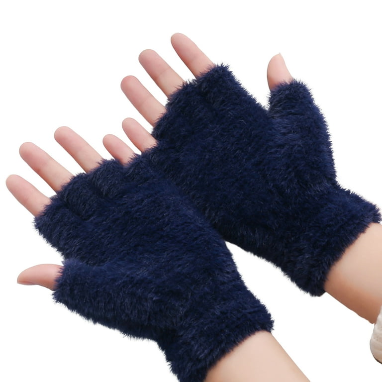 1 Pair Student Writing Gloves Half Finger Warm Heat Retention Women Mittens