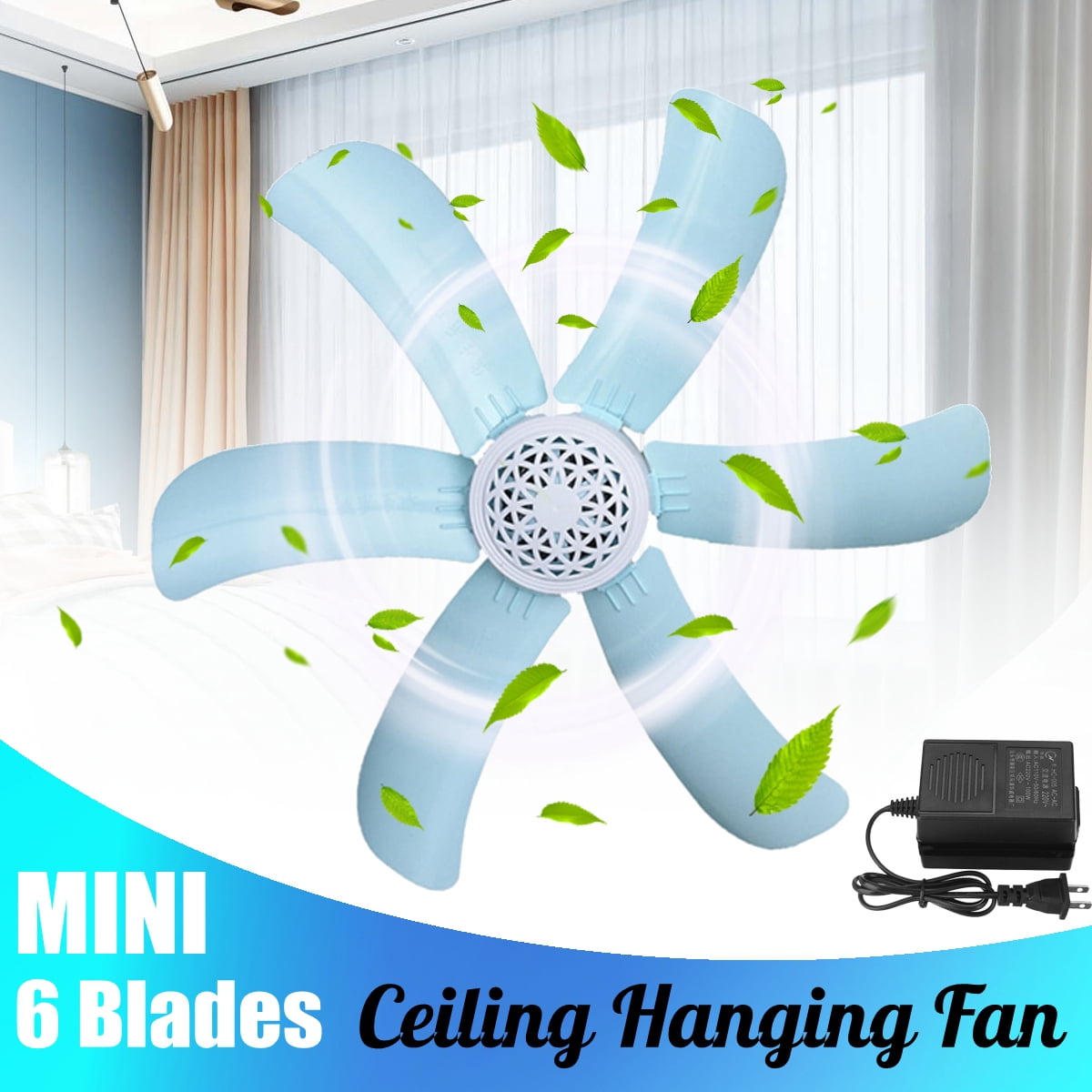 Ceiling Fan 6-Blade Tent Fans Portable Ceiling Fan for Camping, Outdoor
